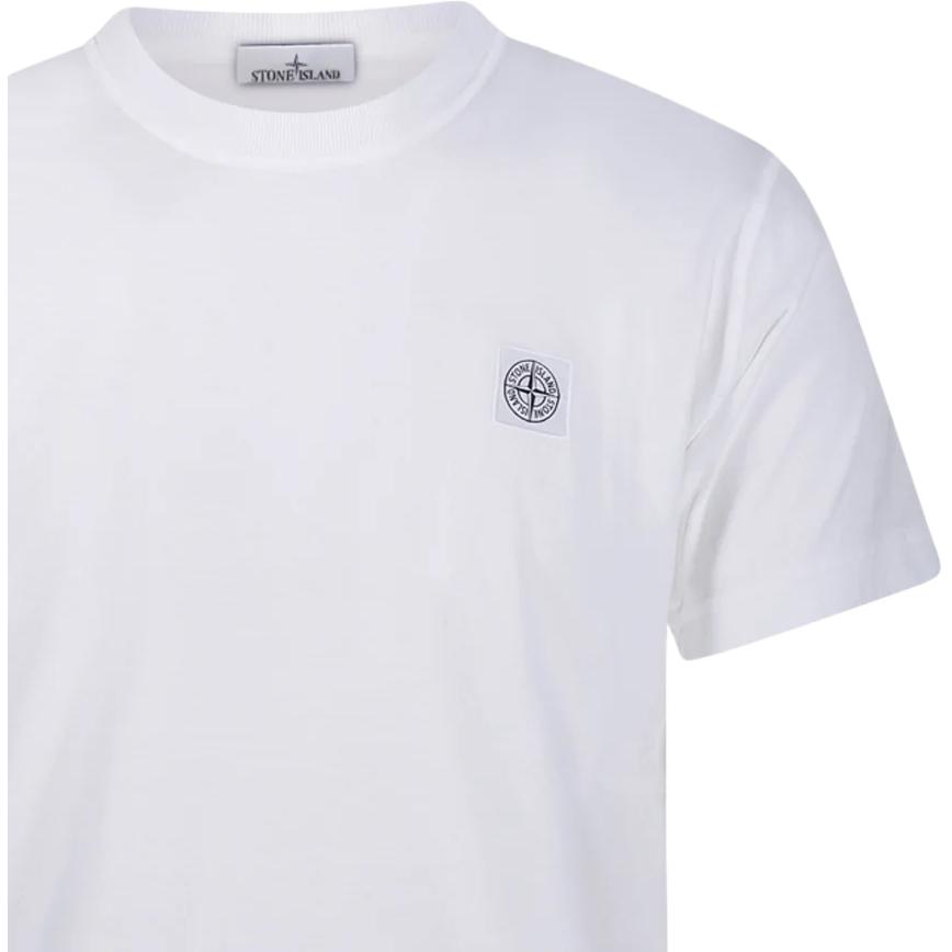 STONE ISLAND Plain Logo Crew Neck Short Sleeve T-Shirt Men Tops Off-White K1S1521002-37S0057-V0001