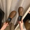 Cowhide~ Grape Mom has the same thick-soled small leather shoes for women, thick heels, British style, one pedal, lazy with skirts, loafers.