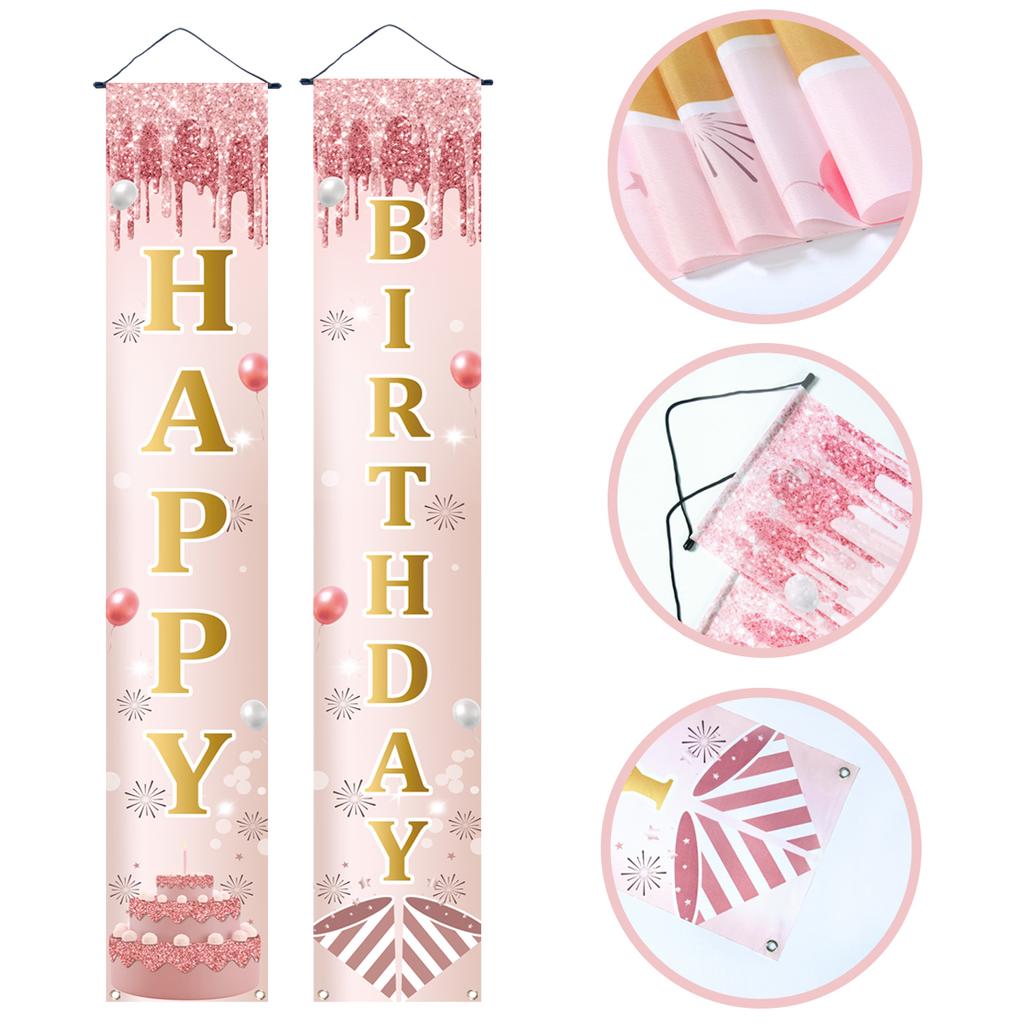 Black Gold Door Curtain Hanging Banner Happy Birthday Party Decor Adult 30th 40th 50th Birthday Party Anniversary Supplies