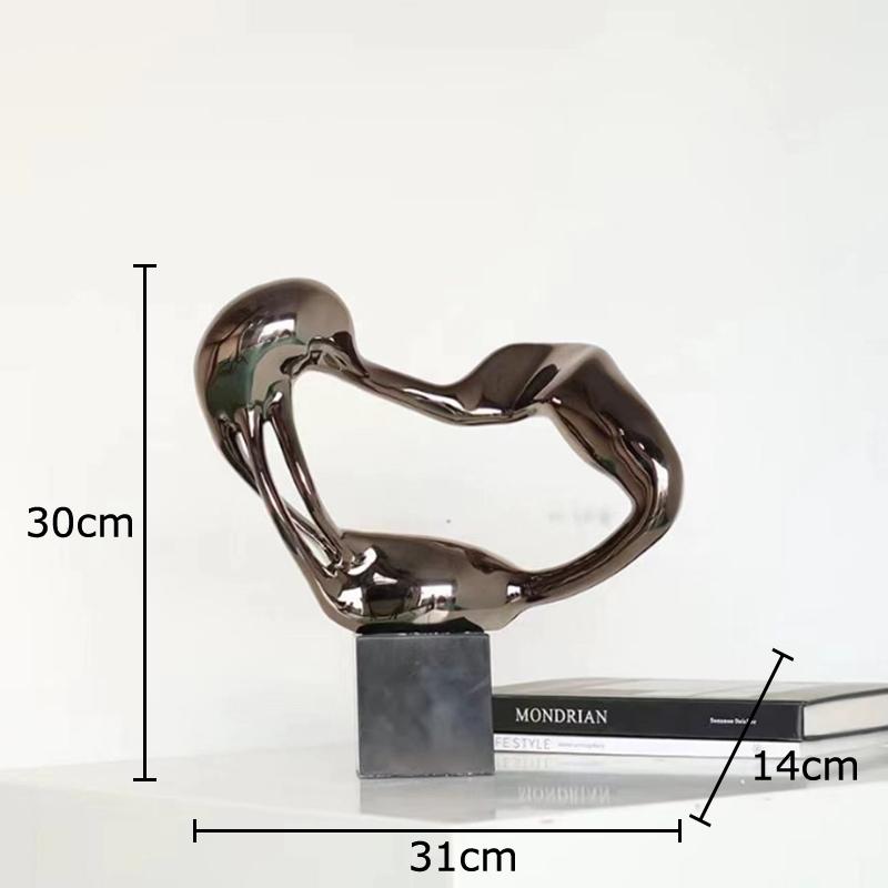 

Melting Heart Shape Statue Abstract Artwork Silver Fluid Ornaments Desk Decoration Creative Sculpture Room Aesthetic Decor