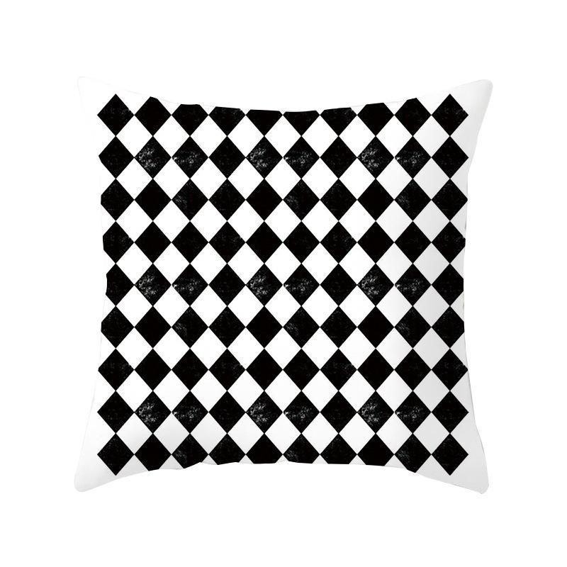 Simple Style Home Decoration Abstract Geometric Grid Black and White Lines Light Luxury Sofa Waist Support Pillow Cover Cushion