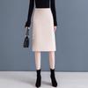 A-line High-Waisted Wool Blend Midi Skirt for Women - Slimming, Hip-Hugging, Thigh-Covering, Autumn/Winter 2025 Style.