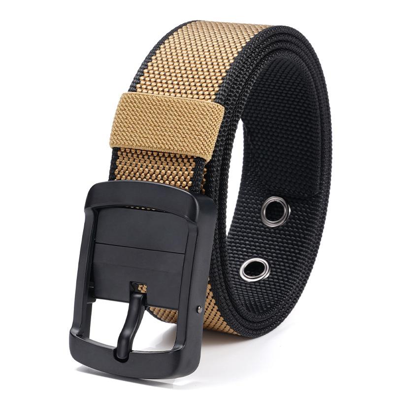 Rotating Pin Buckle Men's Belt Outdoor Tactical Nylon Canvas Belt Wear Jeans Casual Versatile Belt