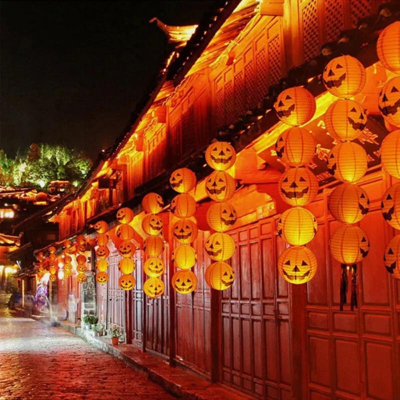 Halloween Pumpkin Lantern Jack O Hanging Paper Lanterns  for Halloween Spooky Home Outdoor Indoor Party Decoration