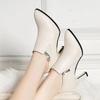 Plus Size 34-42 New Woman Ankle Boots Pointed Toe High Heels Dress Shoes Black Bare Boots Designer Shoes for Female Winter 1011C