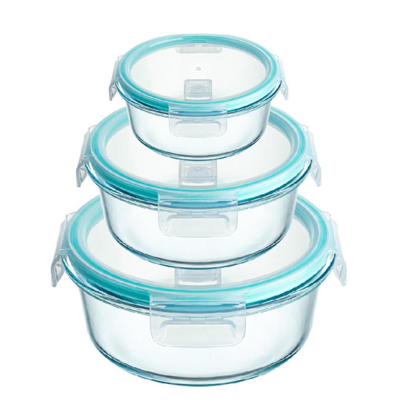 High Borosilicate Glass Lunch Box Microwave Heating Sealed Bento Boxes Refrigerator Freezer Box Fresh-keeping Soup Bowls