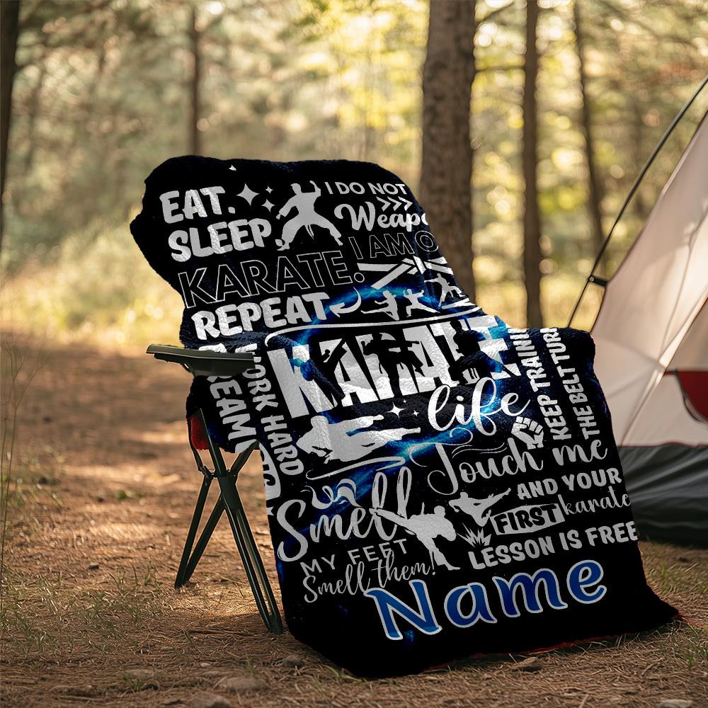 Karate Life Customize Your Name Outdoor Blanket Comfortable Soft Lightweight Allseason Multipurpose Blanket For Travel Camping Picnics Sofa Office Bed