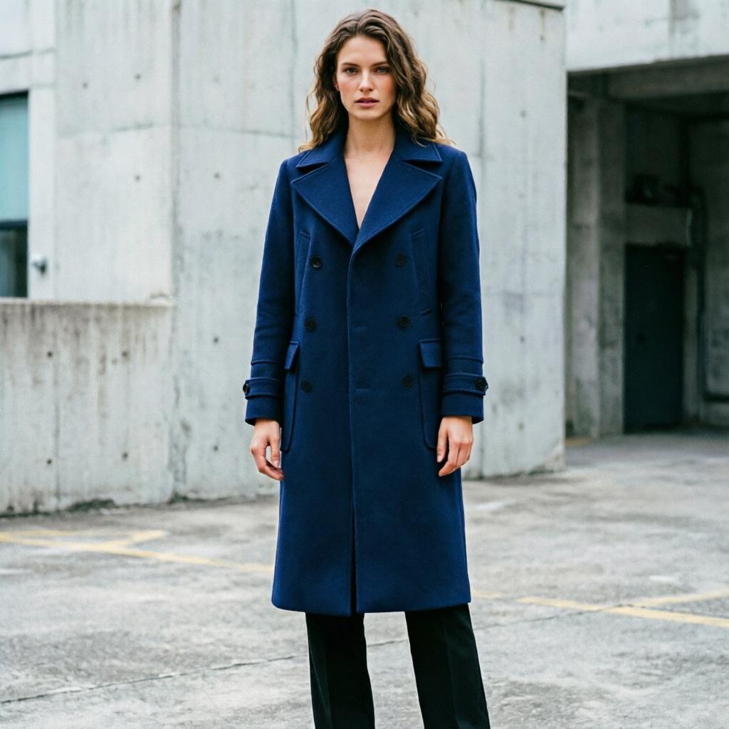 Men's Double-Breasted Trench Coat Notched Lapel Button Down Knee-Length Business Casual Long Jacket Overcoat for Men Fall Winter Coat With Pockets