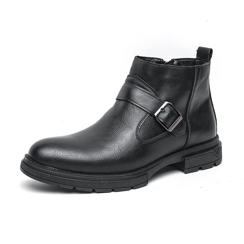 

Black casual men s boots Versatile style for autumn and winter Outdoor leisure business party Daily adult leather shoes Hot 39