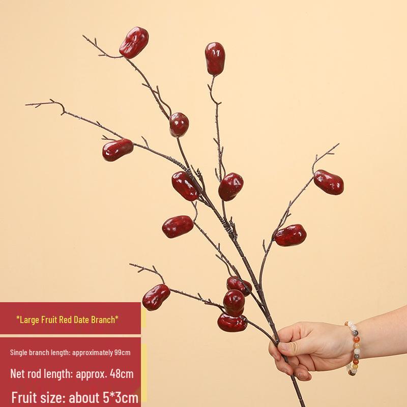 Artificial Pomegranate Persimmon Branch: Red Berry Fruit for Living Room or Entrance Hall Decoration - Chinese Style