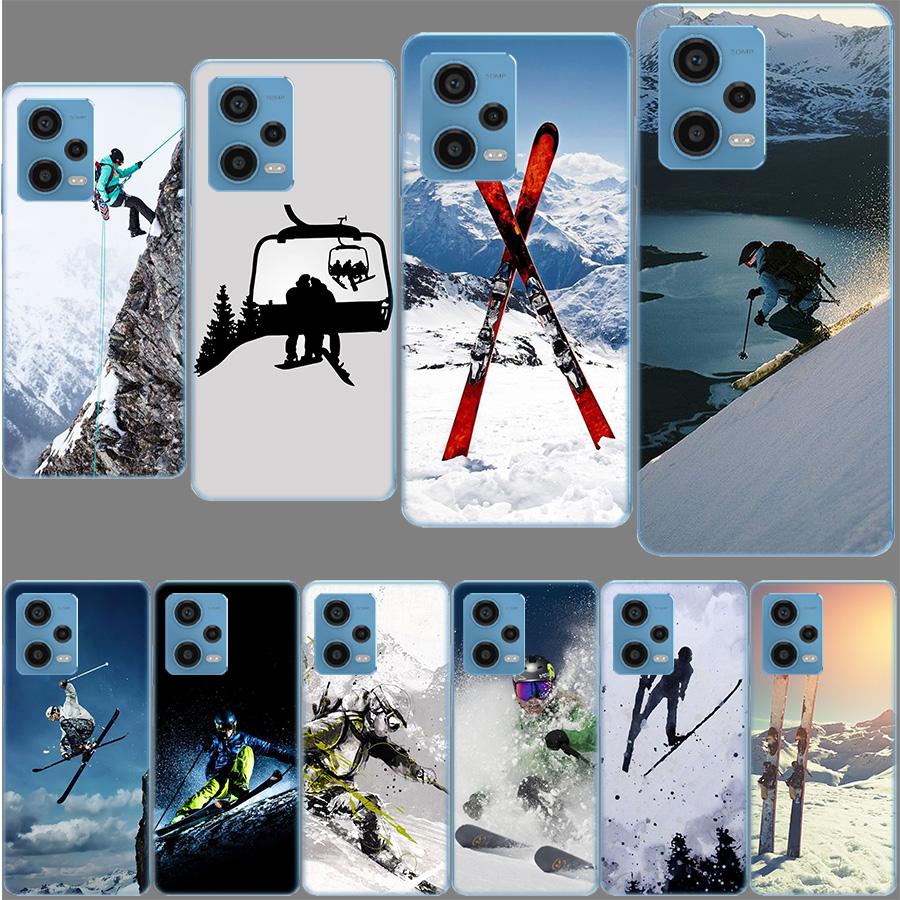 Skiing Snow Snowboard Ski Phone Case For Redmi Note 13 12 14 15 Pro Plus 13R 11 11T 11E 11S 10 Pro 10S 9 9S Cover Cell Clear TPU