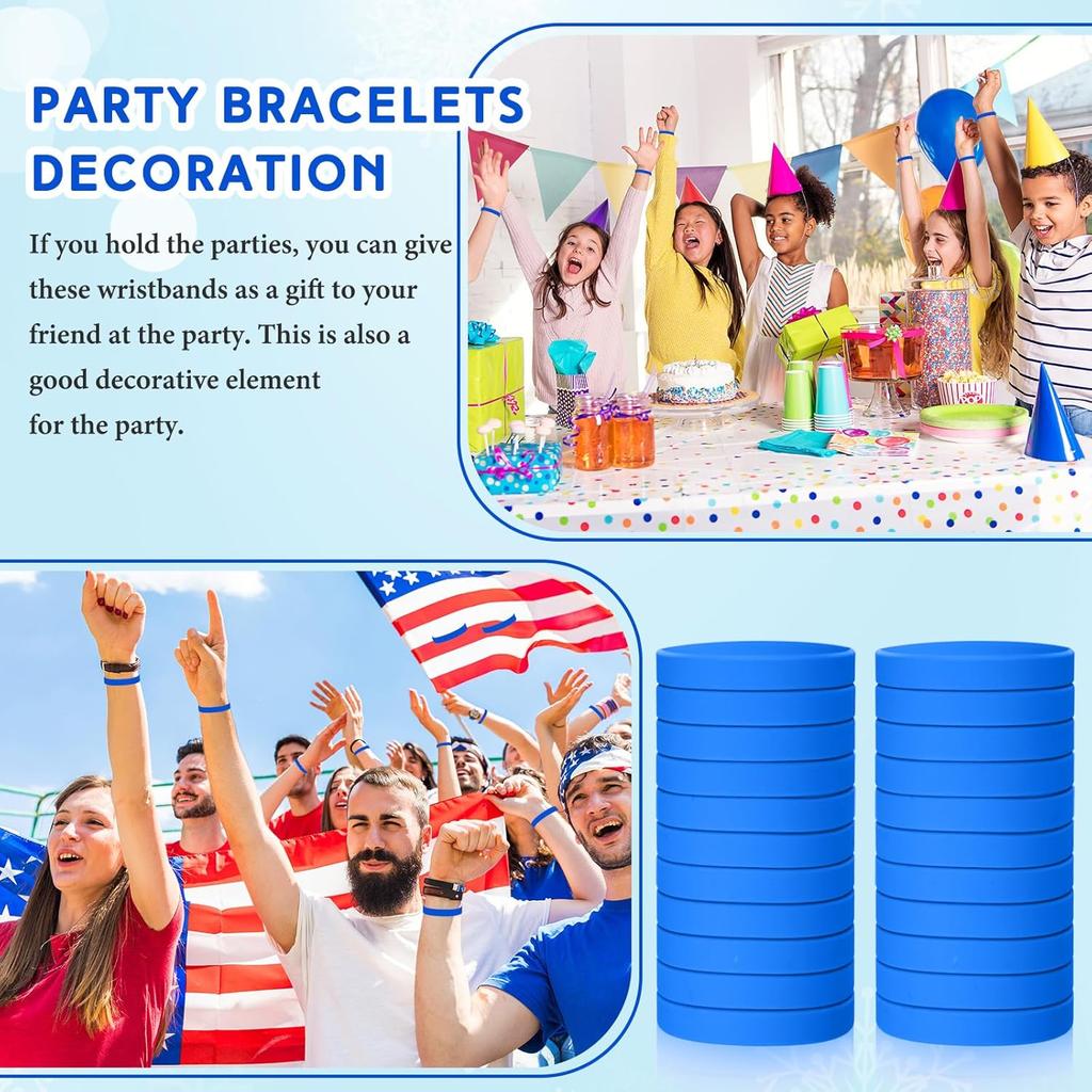 Liliful 50 Pcs Plain Silicone Rubber Bracelets Elastic Rubber Wristbands Blank Colored Bracelet Sports Bands for Stretch Wristband Wrist Bands for