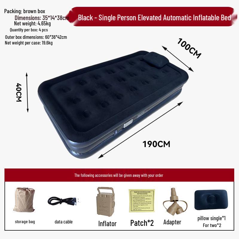 Office Nap High-Grade Flocking Inflatable Bed - Easy Storage, Lightweight, One-Button Setup Sleeping Pad