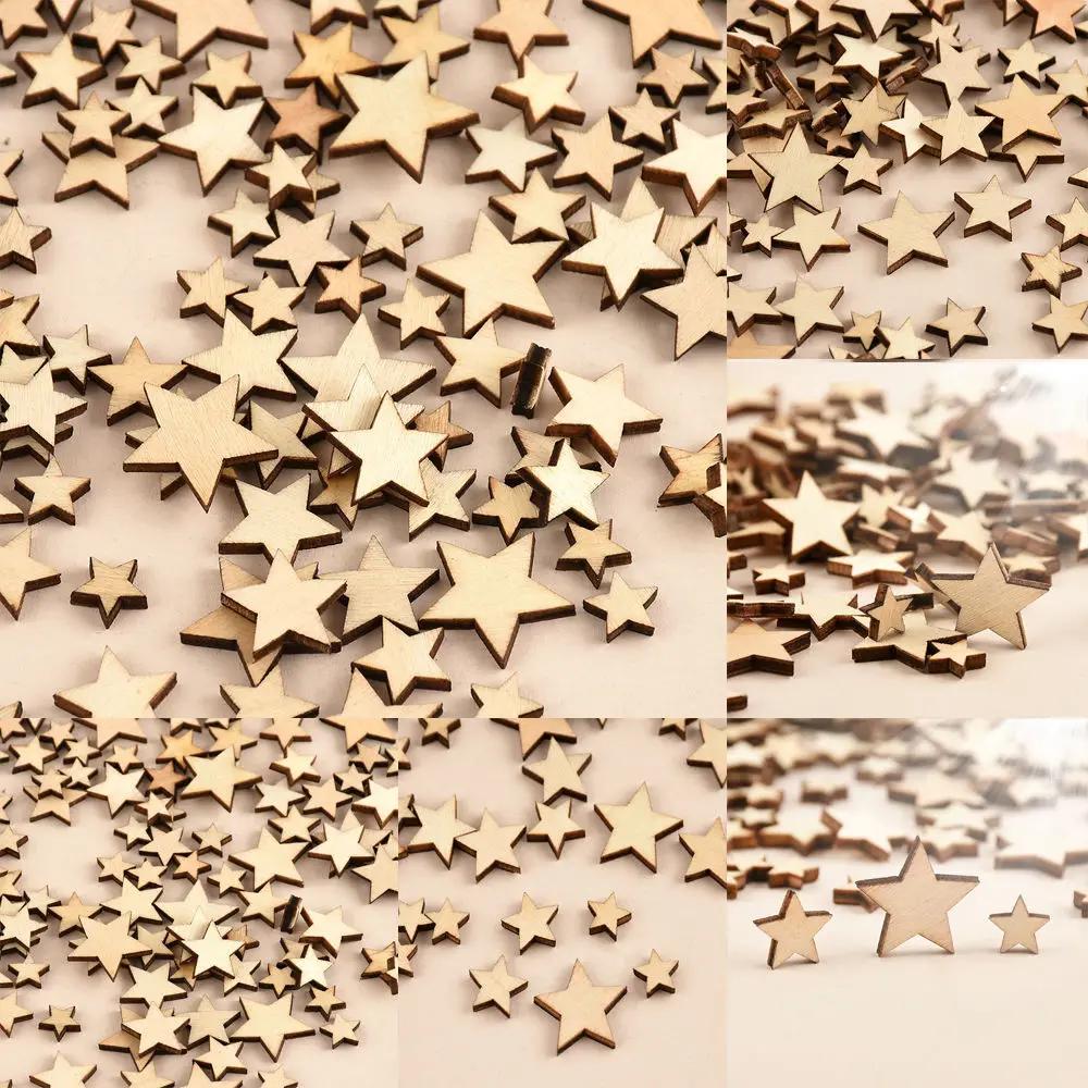 100 Heart-shaped Five-pointed Star Wedding Dress Decorations Wooden Handicrafts  Decoration Items Wedding Shooting Props