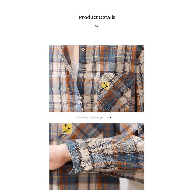 Women's long-sleeve plaid shirt 2026 new Korean style fashion design slim casual top
