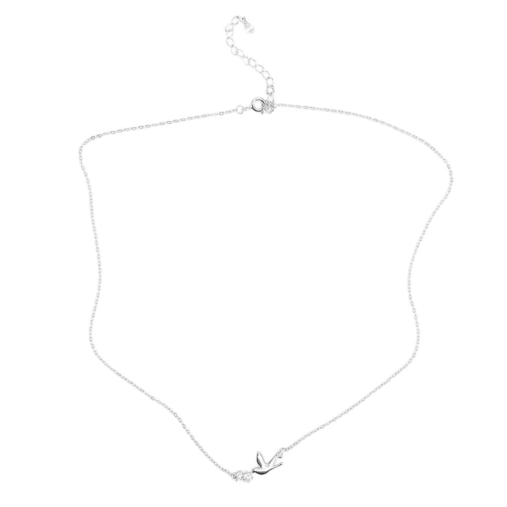 Collier Pendentif Argent Beau Élégant Réglable Mignon Pendentif Colombe Oiseau pour Femmes Platine