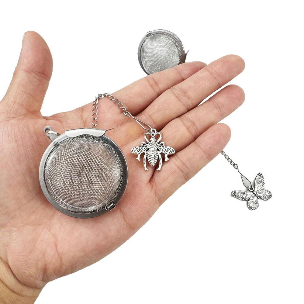 2CS Mini Stainless Steel Tea Infuser Butterfly Bee Chain Tea Filter Creative Mesh Ball Tea Strainer Coffee Herb Spice Diffuser