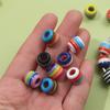 30/50/100pcs Rainbow striped European style large hole bead bucket drum resin sliding loose circular spacer beads, DIY snake chain bracelet