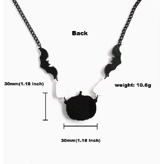 

Pingyongchang Halloween Cute Pumpkin Acrylic Necklace for Women Punk Cool Bat Pendant Necklace Halloween Costume Accessories Jewelry Gift