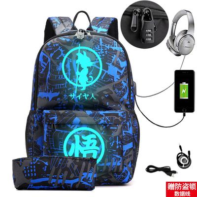 USB Large Capacity Leisure Travel Backpack Animation Printing Luminous Schoolbag Student Pencil Case
