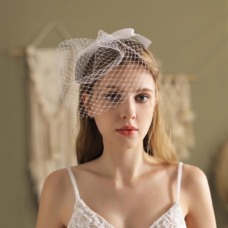 Pillbox Veil Fascinator Hat Tea Party Headwear Veil for Women Lady Black/White