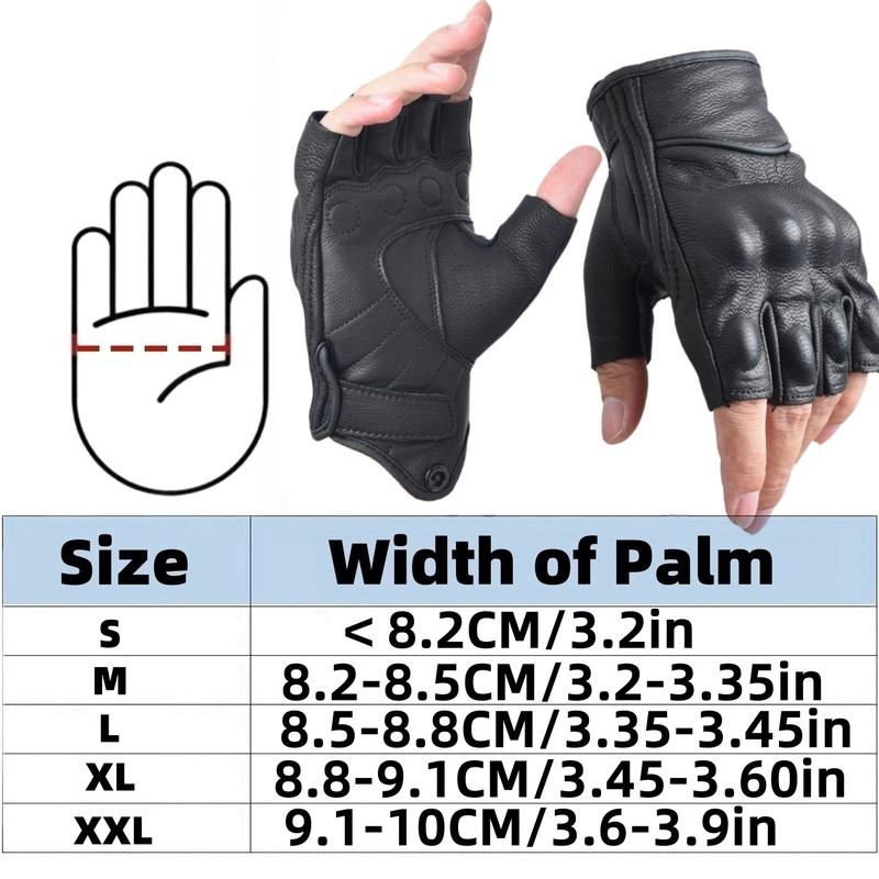 Leather Gloves for low-speed urban Motor Riding Gloves Half Finger for Men Fingerless Gloves Black