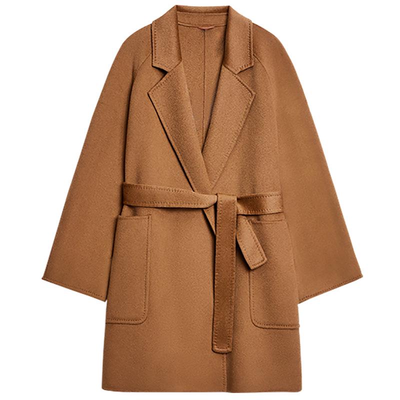 100% Pure Cashmere Double-Sided Women's Petite Woolen Overcoat