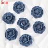 3/5Pcs 3.5/4.5/5/7/7.5CM Denim Artificial Blue Fabric Camellia Flower for Wedding Decor Women Handmade Cloth Corsage Accessory