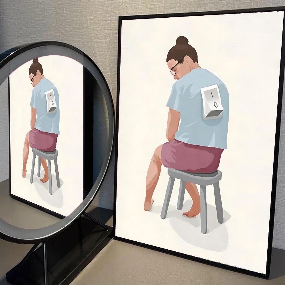 Abstract Figure Cup Thinking Coffee Girl Daily Life Nordic Poster HD Posters Home Room Bar Cafe Decor Art Wall Painting Picture