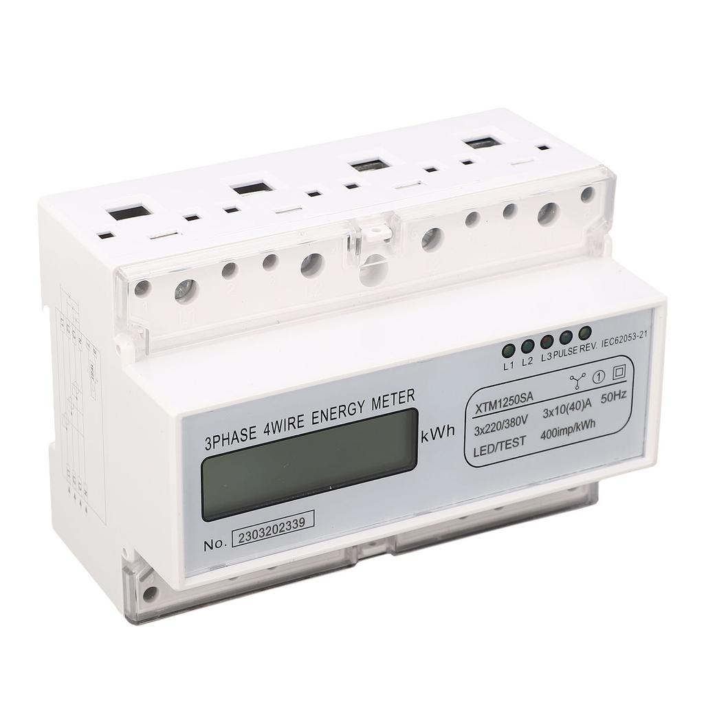 3 Phase 4 Wire Energy Meter 7 Digit LCD Display Voltage Power Current Voltmeter Ammeter Monitor 3x22