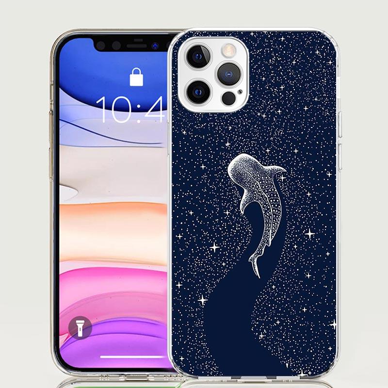 Ocean Whale Shark Phone Case For iPhone 17 Air 16 15 Plus 11 14 Pro Max 13 Mini 12 7 8 + SE Pattern Art Customized Cover 17 Air