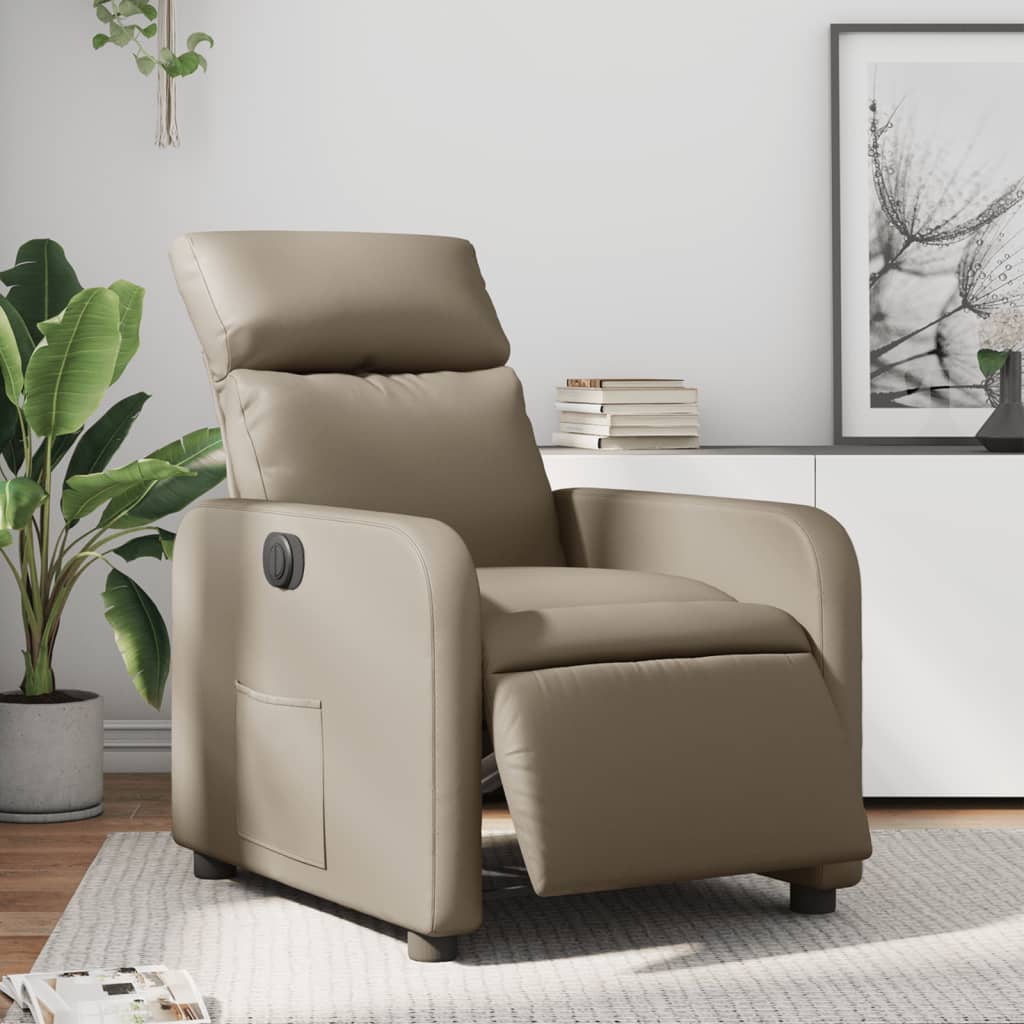 Electric Recliner Chair Cappuccino Brown Faux Leather