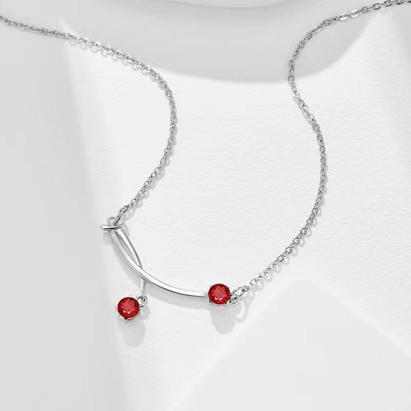 Cherry necklace women's new simple ins design versatile titanium steel collarbone chain neck chain jewelry women