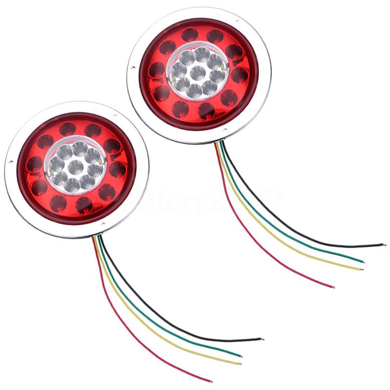 2pcs Round 19LED Truck Trailer Lorry Stop Turn Tail Brake Light Side Marker