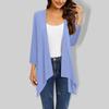 Gradient Print Women's Cardigan Jacket With Pocket Irregular Three Quarter Sleeve