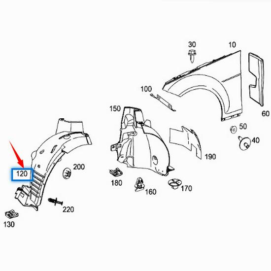 Mercedes-Benz C-Class W204 Front Wheel Arch Liner (2046905930 / 2046906030)