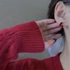 Korean 925 Silver Needle Burgundy Heart Stud Earrings Women's Irregular Small Oil Drop Earrings Ears