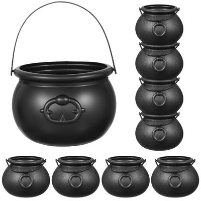 Toyvian 9PCS Black Cauldron Halloween Candy Bucket Kettle Party Favors Supplies Decoration Cauldron Pot