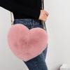 Zimní taška srdce z umělé kožešiny pro ženy Kabelka Taška přes rameno Taška Messenger Crossbody