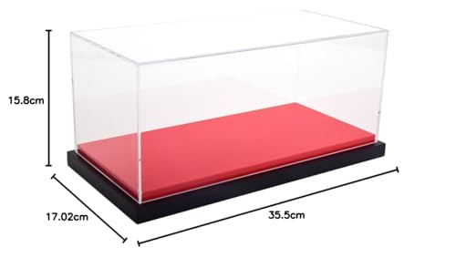 Jewel Cases 1/18 Scale Acrylic Display Case with Leather Base (Size: Approx. 35.5 X 17 X 15.8cm) Red