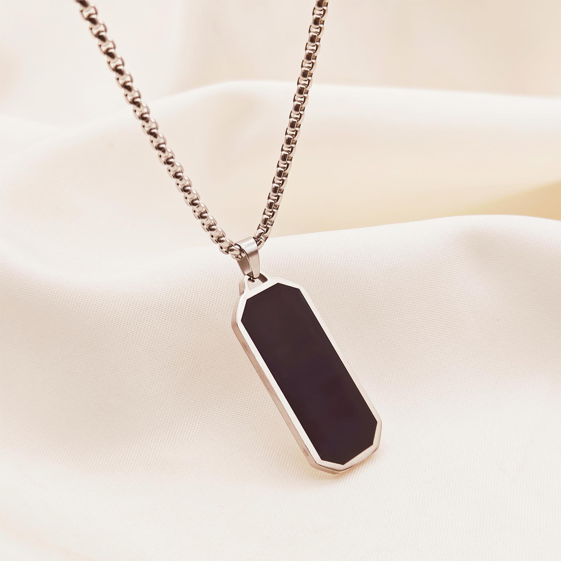 

Универсальное мужское геометрическое ожерелье из черной нержавеющей стали - цепочка для свитера в хип-хоп стиле из титановой стали