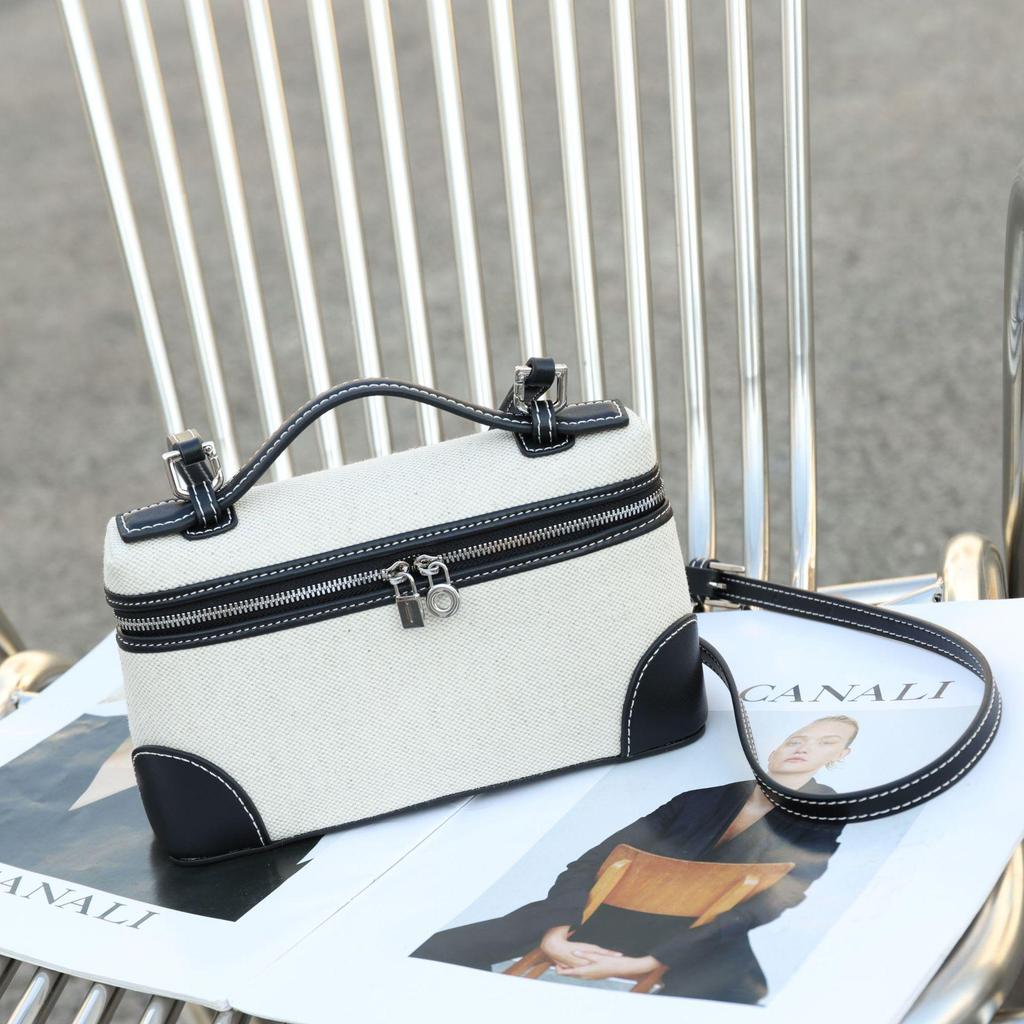 2025 Women's Canvas Patchwork Crossbody Tote - Fashionable Small Square Casual Bag