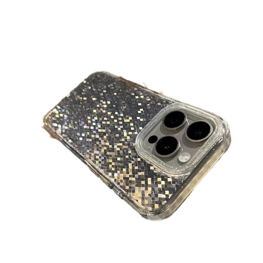 Suitable for Apple 16promax, High Appearance Level, Glitter Mosaic Phone Case, IPhone15 with Bracelet, Lanyard, 13 Female
