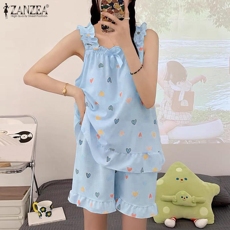 

ZANZEA Женские повседневные майки и шорты, летние пижамные костюмы из двух предметов