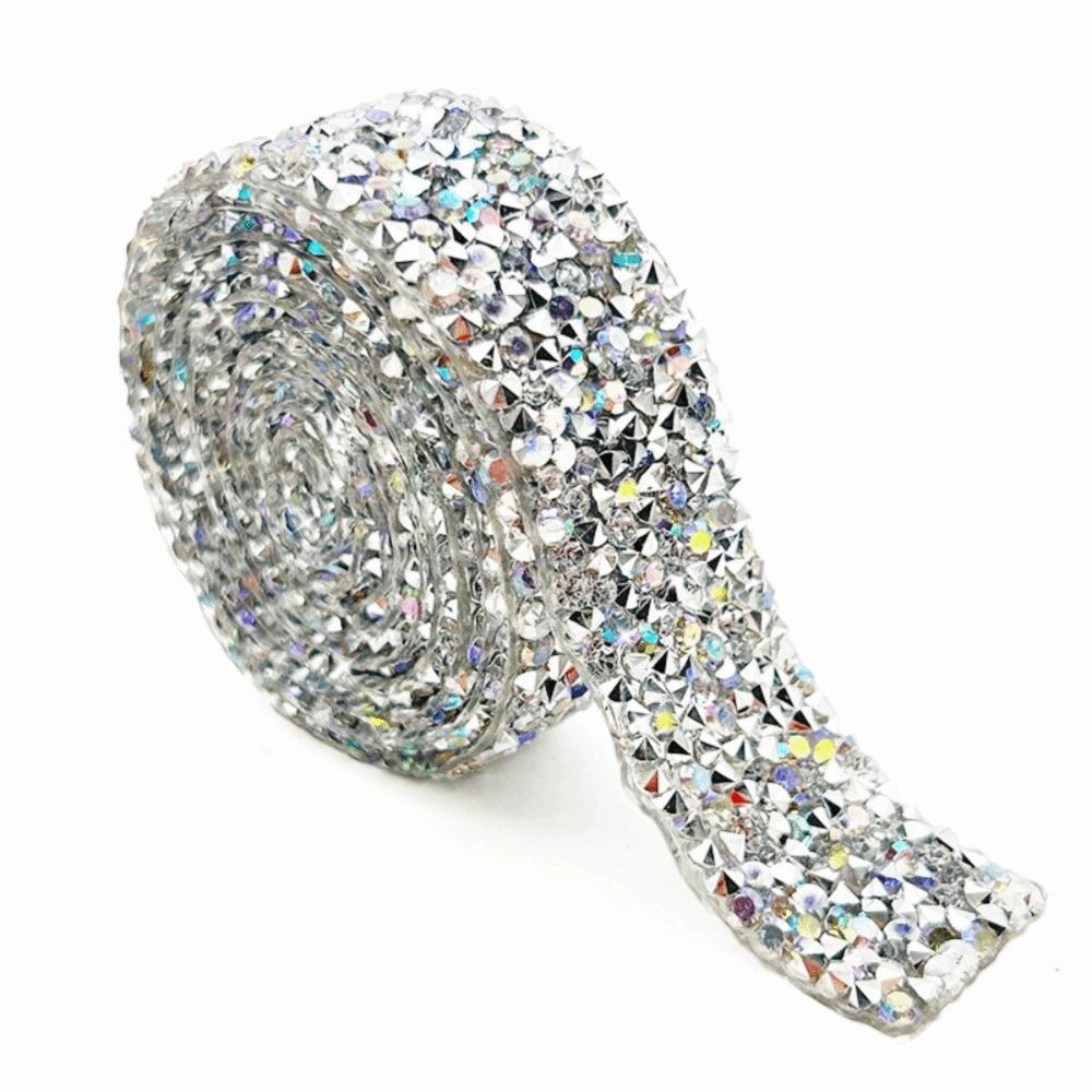 Decorative Strip Colorful Resin Rhinestone Shiny Flexible Rhinestone Strip Self Adhesive DIY Rhinestone Sticker Garment Decor