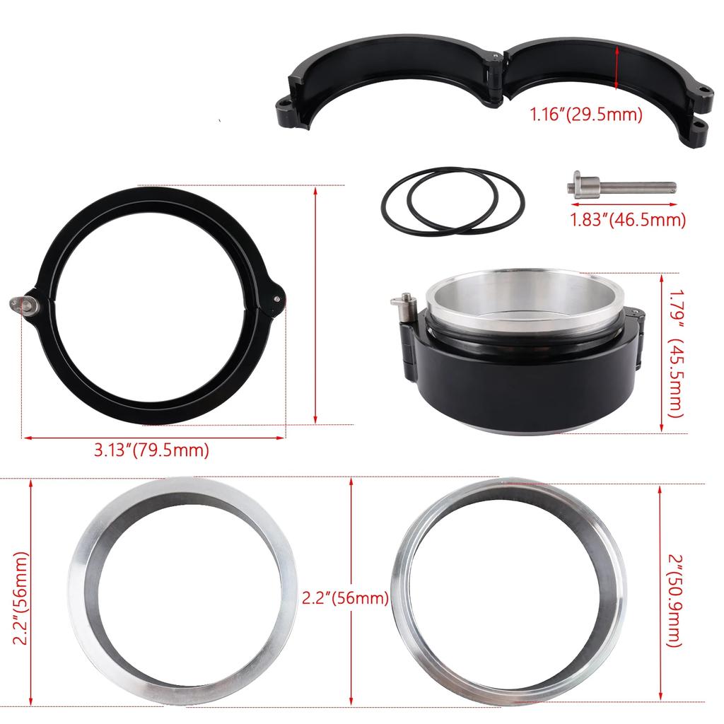 High quality Exhaust V-band Clamp Quick Release HD Clamp Aluminium For 2.5" OD Turbo / Intercooler Pipe Black/Red/Blue