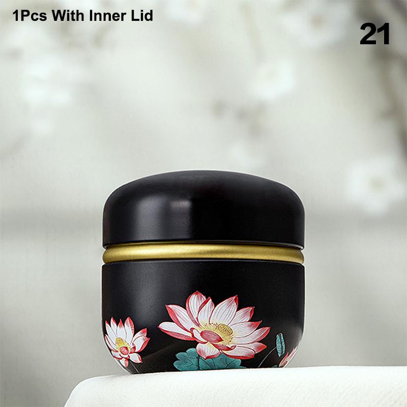 Tea Caddy Tea Box Containers Candle Cans Coffee Candy Snacks Sealed Iron Jars Floral Pattern Small Portable Storage Boxes