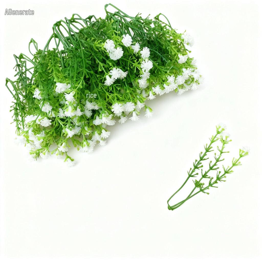 Plastic Baby's Breath Bouquet with Grass - Floral Decoration Materials for Student Crafts
