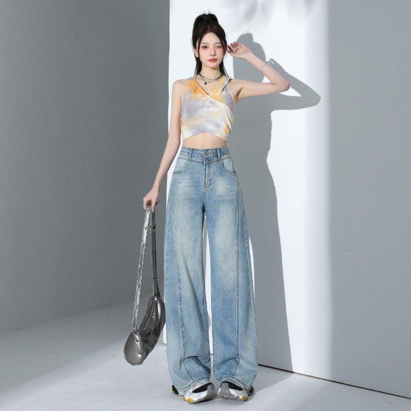 

Tennis Jeans Women s Summer Wide-leg Pants Women s Summer High-waist Loose Wide-leg Jeans Women s Machete Pants Women s Slim XXL