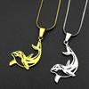 Jumping Dolphins Figure Chain For Women Men Stainless Steel Gold Color Ocean Life Animal Cute Pendant Necklace Jewelry Gifts